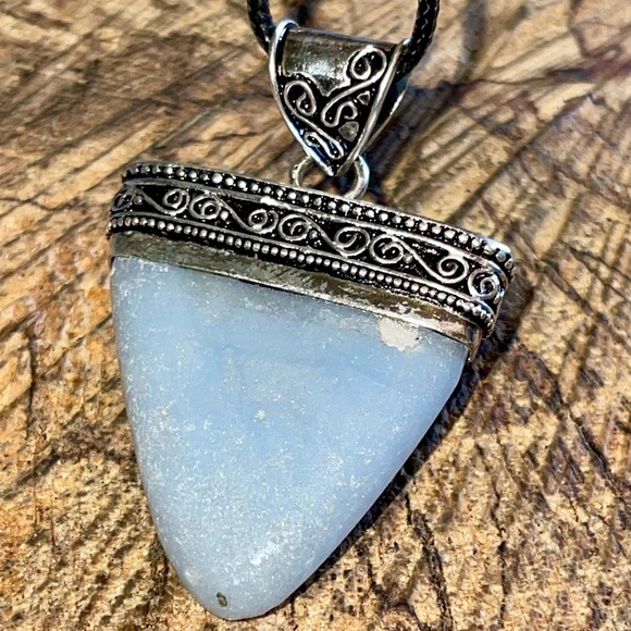 Blue Anhydrite Angelite Pendant 2” - Picture 10 of 15